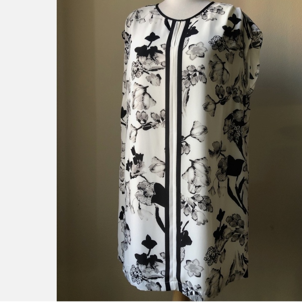 Daniel Rainn White/Black Floral Print Midi Slip Dress Size L